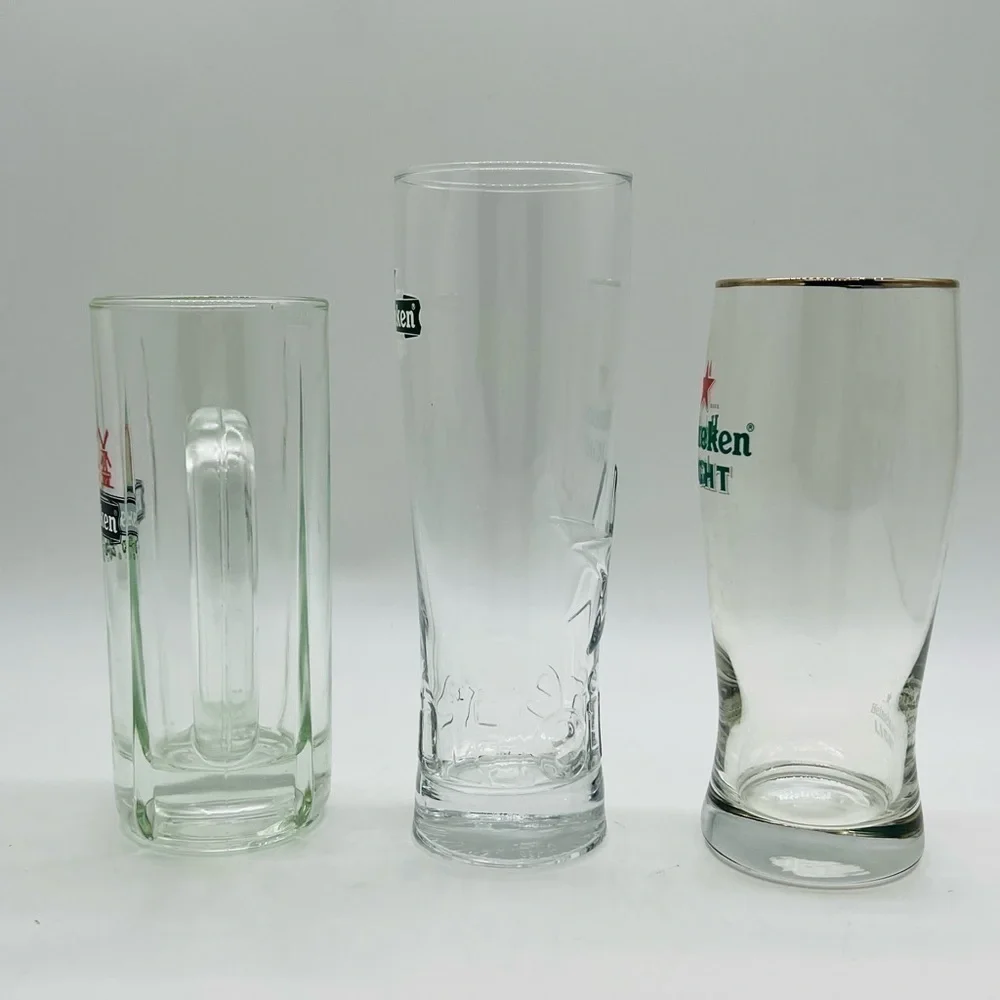 SET OF 3 HEINEKEN & HEINEKEN LIGHT BAR GLASSWARE